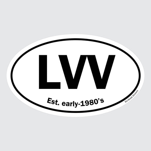 Oval sticker with 'LVV Lentivirus' and 'Est. early-1980's' text - black and white