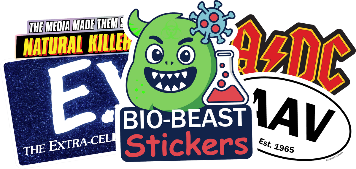 Science stickers displayed on lab gear